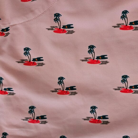Goodfellow & Co Men's Pink Island Printed Short Sleeve Performance Polo Shirt XL - Picture 5 of 11